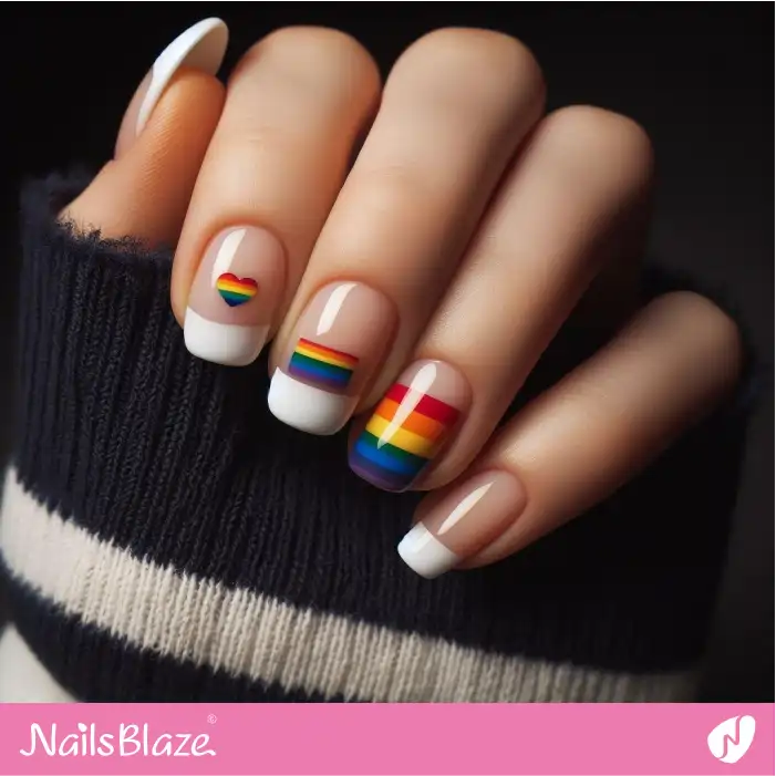 Glossy French Pride Parade Nail Design | Pride | LGBTQIA2S+ Nails - NB2031